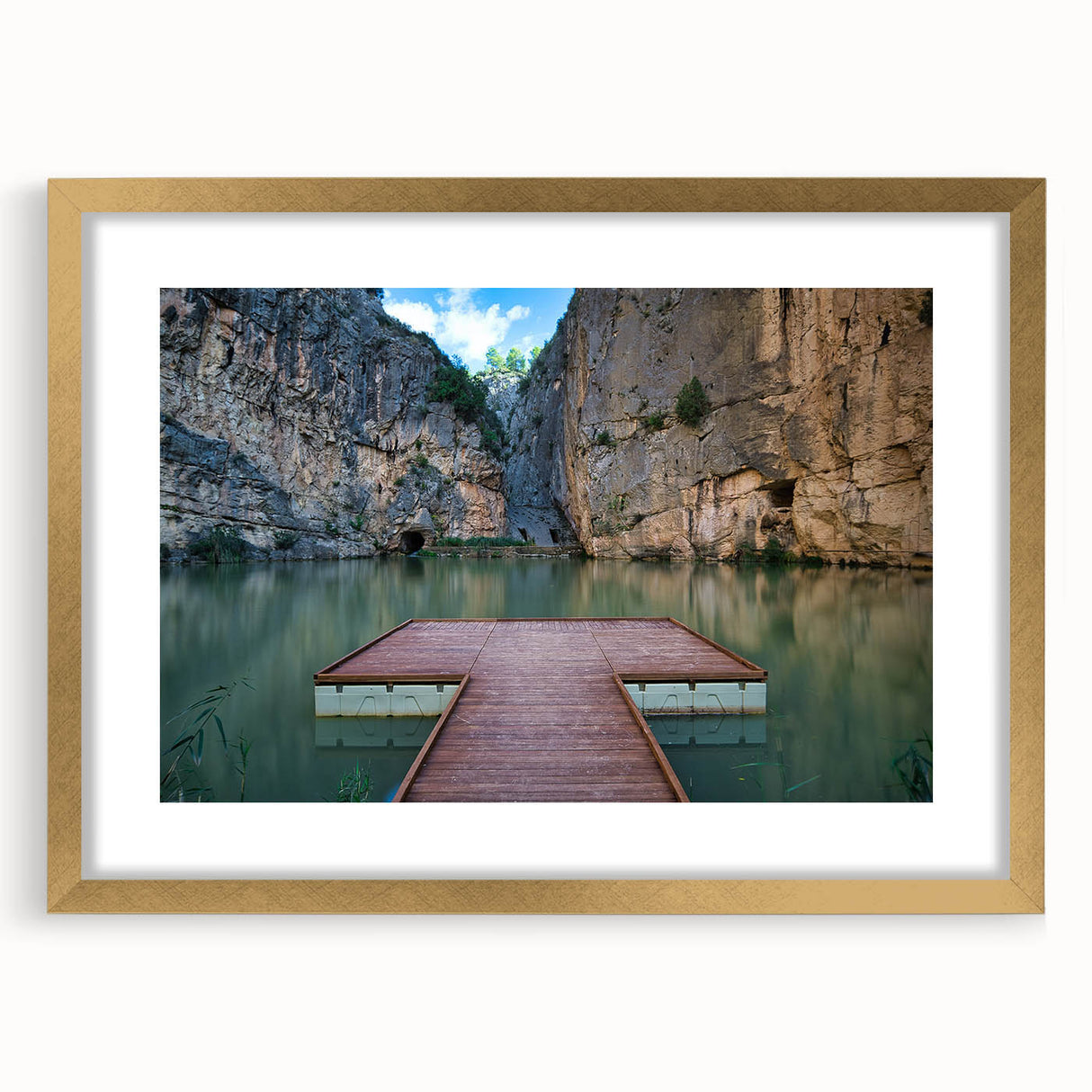 Extra large abstract art print of Valencia scenery in textured style, with gold frame, ideal for living room decor.