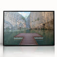 Large abstract wall art depicting a vibrant street scene in Valencia, Spain, with vivid colors, in a black framed acrylic.