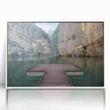 Art deco poster of Valencia scenery in muted pastel shades on framed acrylic, ideal for modern nursery wall art.