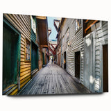 Acrylic print of a large abstract depiction of Stockholm in muted blue and gray tones.