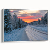 Vintage poster art of a European scenery in Sweden on a framed canvas, featuring muted earth tones.