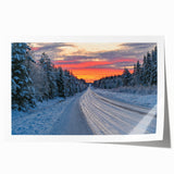 Extra large rolled print of a Swedish landscape featuring muted green and blue tones, ideal for dining room wall art.