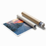 Extra large rolled print of a serene Swedish landscape with muted green and blue tones, ideal for classy bathroom wall art.