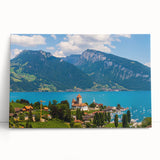 Black and white photo of Geneva on stretched canvas, ideal for kitchen wall art or bedroom ambiance.