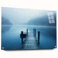 Large abstract wall art of a European Swiss landscape in vibrant greens and blues on acrylic glass.