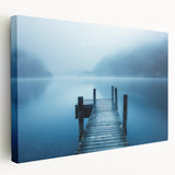 Scenic view of Swiss landscape on large stretched canvas, featuring lush greens and blues, ideal for kitchen wall art.