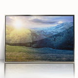 Mid-century modernist art of a European scenery in Ukraine, framed in silver acrylic, ideal for modern art wall decor.