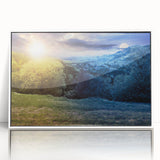 Art deco poster of a European cityscape in muted pastel colors, framed acrylic, ideal for modern art wall decor or nursery.