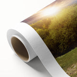 Art Deco poster of a serene Ukrainian landscape, muted blue and green tones on rolled canvas, ideal for nursery wall art.