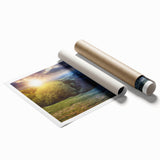 Extra large rolled print featuring a serene Ukrainian landscape with soft floral elements.