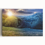 Black and white stretched canvas featuring a scenic European village, ideal for kitchen wall art.