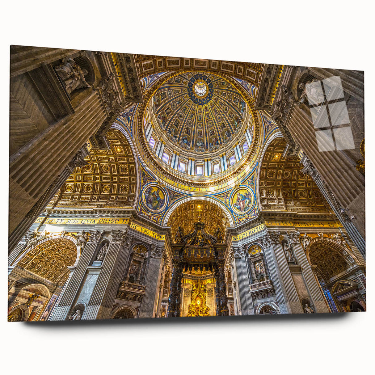 Acrylic print of a large abstract depiction of the Vatican in muted earth tones, suitable for bedroom or dining room art.