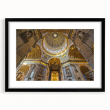 Extra large abstract art print of a colorful European scenery, textured on a black framed mat, ideal for living room decor.