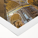 Art deco poster of the Vatican in muted beige and white tones on rolled canvas, suitable for dining room decor.