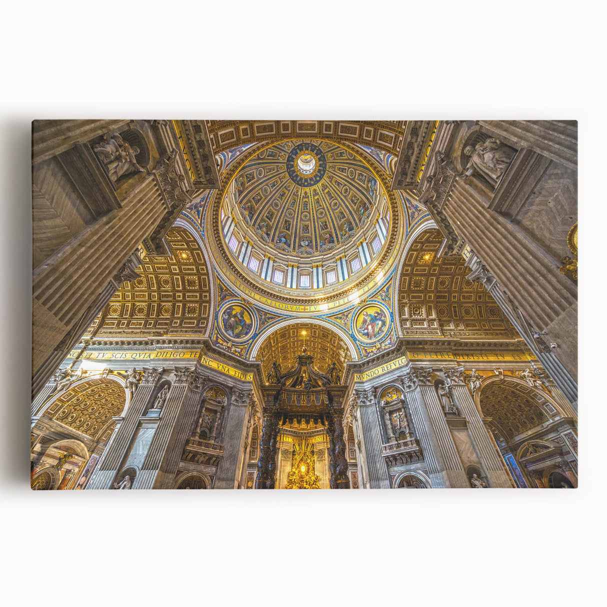 Black and white image of the Vatican on large stretched canvas, suitable as kitchen wall art.