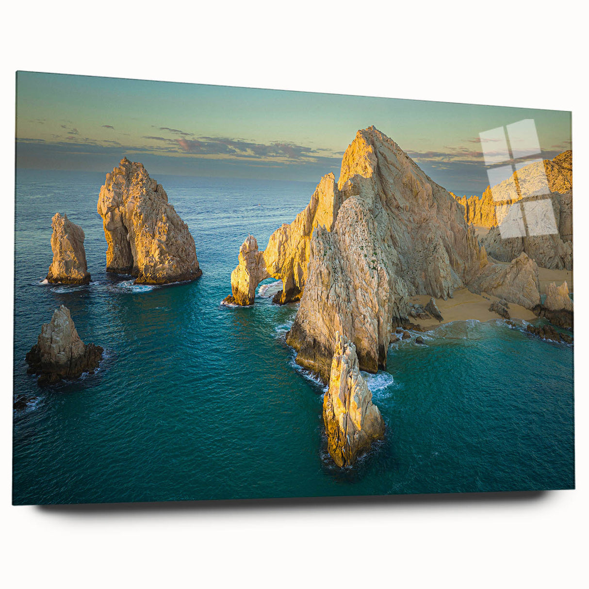 Large abstract wall art depicting the Baja California scenery in muted earth tones, acrylic print.