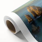 Art deco poster of Baja California scenery in pastel shades, rolled canvas ideal for nursery wall art.