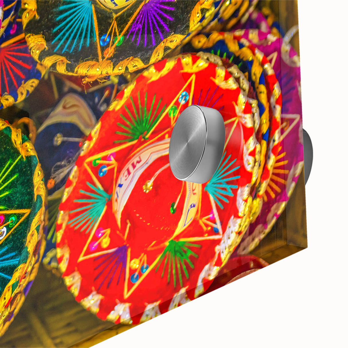 Large abstract wall art depicting Cabo San Lucas scenery on acrylic glass, in mid-century modernist style.