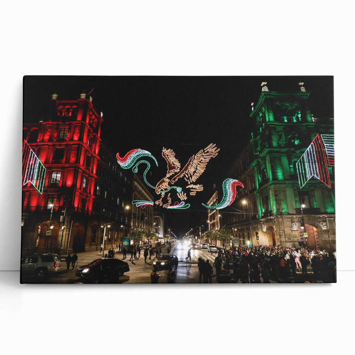 Black and white large art of Mexico City skyline on stretched canvas, ideal for kitchen wall art or bedroom decor.