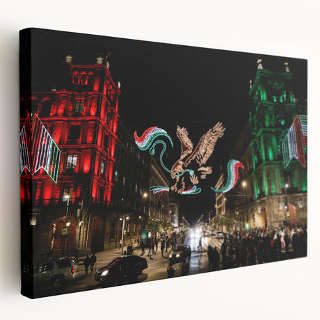 Large art depicting the Mexico City skyline in muted earth tones on stretched canvas, suitable for kitchen wall art.