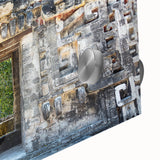 Acrylic print of a large abstract depiction of Yucatan scenery in earth tones.