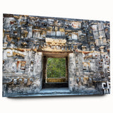 Acrylic print of a Yucatan landscape in vibrant green and blue tones, suitable for bedroom or dining room decor.