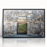 Large abstract wall art of Yucatan scenery in muted earth tones on a framed acrylic, suitable for modern living room decor.