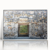 Acrylic print of a Yucatan scenery in art deco style, framed in white, ideal for modern nursery wall art.