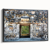 Black and white framed canvas of Yucatan landscape, vintage poster style, ideal for bedroom wall art.