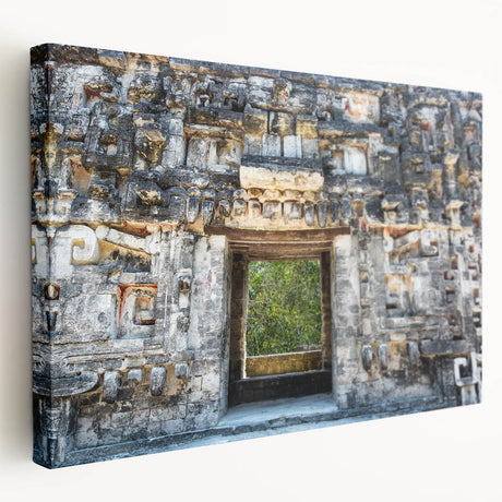 Scenic Yucatan landscape on stretched canvas, featuring lush greenery and tranquil water, in realistic style.