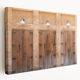 Panoramic view of Dubai skyline in muted earth tones on stretched canvas, suitable for kitchen wall art.