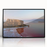 Large abstract wall art depicting a Middle Eastern scenery in Iran with muted earth tones on a framed acrylic.