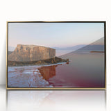 Framed acrylic print of a Middle Eastern landscape in muted gold and brown tones, suitable for modern art wall decor.