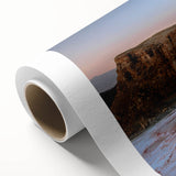 Art deco poster featuring a scenic view of a Middle Eastern landscape in pastel shades on rolled canvas.