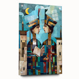 Acrylic print of a large abstract depiction of a Middle Eastern landscape in earth tones.