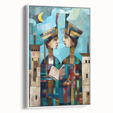 Vintage poster art of a Middle Eastern Iraqi scenery on extra large framed canvas.