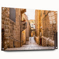 Acrylic print of Jerusalem skyline in muted earth tones, suitable for bedroom or dining room decor.