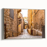 Framed canvas landscape art painting of Jerusalem in colorful and black tones, ideal for living room decor.