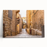Black and white stretched canvas of Jerusalem skyline, ideal for kitchen wall art or bedroom ambiance.