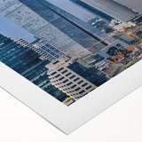 Art deco poster of Tel Aviv skyline in muted pastel shades on rolled canvas, suitable for dining room wall art.