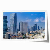 Extra large rolled print of Tel Aviv scenery in muted pastels, ideal for art wall dining room decor.
