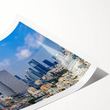 Extra large rolled print featuring line art flowers in pastel shades, ideal for large living room wall art.