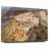Acrylic print of a Middle-Eastern landscape in muted earth tones, ideal for dining room decor.