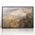 Large abstract wall art depicting a Middle Eastern landscape in muted earth tones on a framed acrylic.