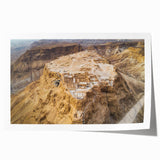 Extra large rolled print depicting a Middle Eastern scenery with floral elements in muted earth tones.