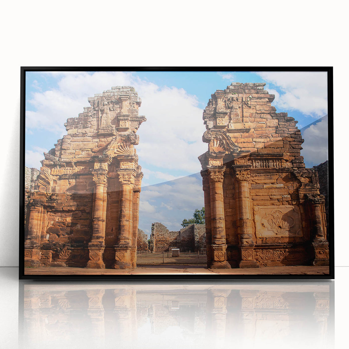 Large abstract wall art depicting a Middle Eastern Jordanian scenery in muted earth tones on a framed acrylic.
