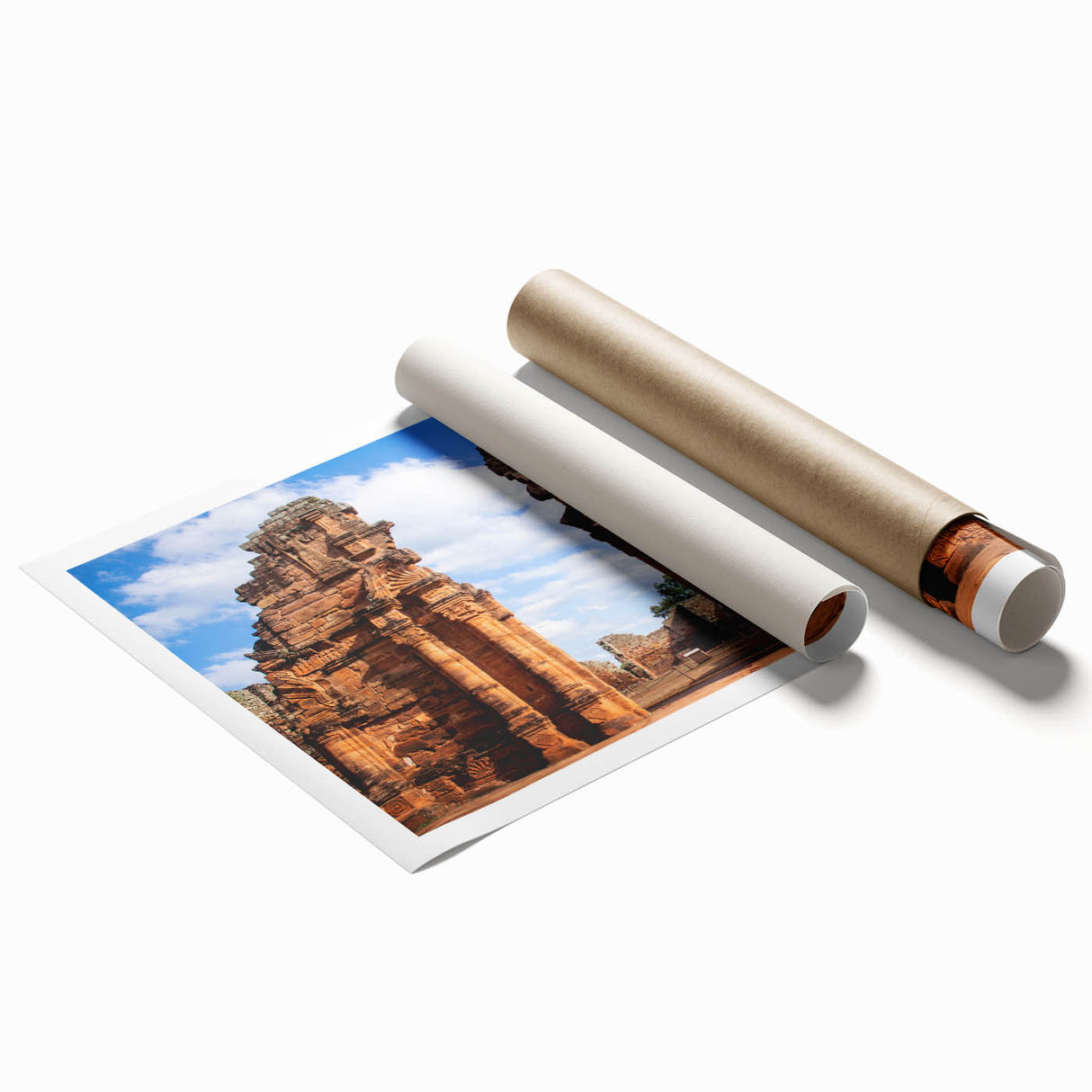 Extra large rolled print of a Middle Eastern Jordan scenery with vibrant floral elements, ideal for classy bathroom wall art.