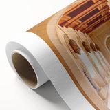 Art Deco poster of Oman scenery in muted earth tones on rolled canvas, ideal for nursery wall art.