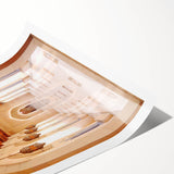 Extra large wall art featuring line art flowers in muted earth tones on a rolled canvas.