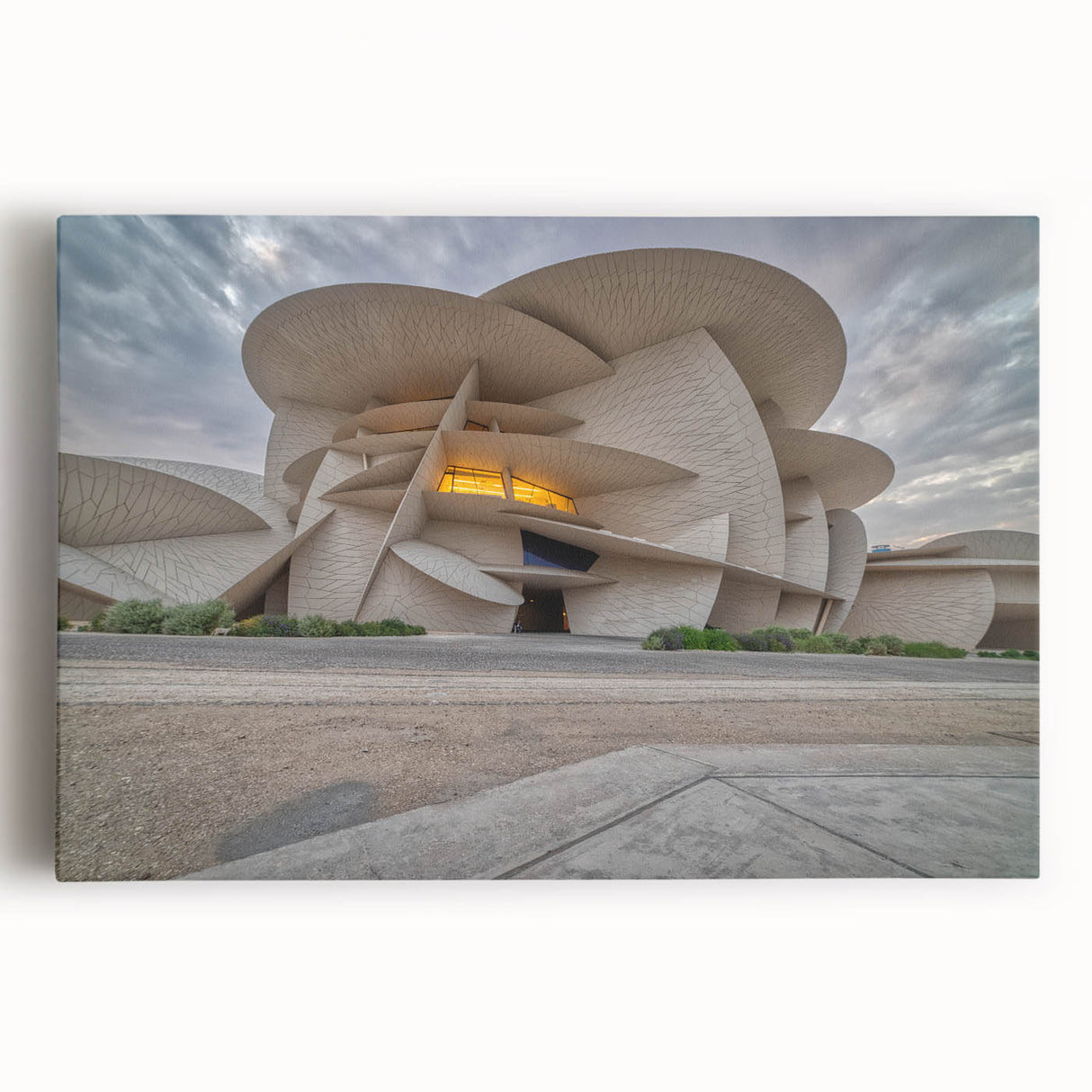 Black and white large canvas print of Middle Eastern Qatar scenery, suitable for kitchen wall art.